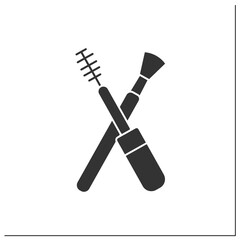  Mascara brush glyph icon. Brushes for perfect makeup.Makeup concept. Filled flat sign. Isolated silhouette vector illustration