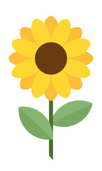 Sunflower icon, flat style, clipart, yellow summer flower, vector illustration, graphic, logo, plant, floral