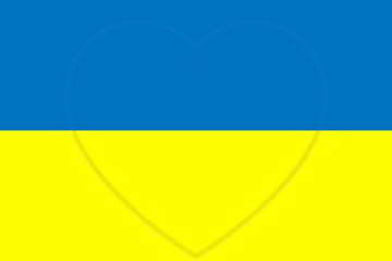 Vector drawing. National blue-yellow Ukrainian flag with convex heart.