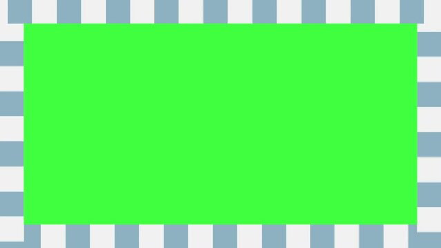 Blue Green Screen Animated Border, Checkers Moving Clockwise. Blue Checkerboard Frame Animation with Chroma Key. Motion Graphics Asset for Design, Video Streaming and Channels.
