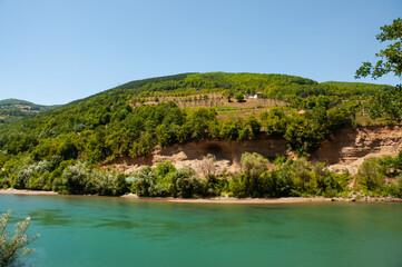 Drina river in Bosnia and Herzegovina in town Foca.
