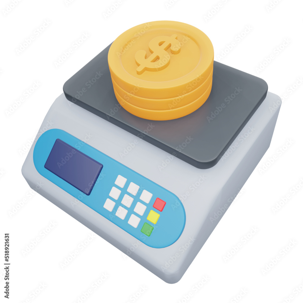 Poster Digital scales 3d rendering isometric icon.