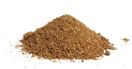 pile of ground soy bean meal high protein source for swine livestock