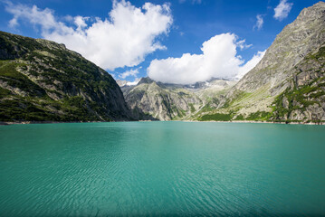 Gelmer lake in swiss alps