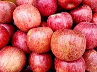 Fresh red apples at Korean fruit market