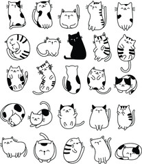 Cute baby cats cartoon hand drawn style,for printing,card, t shirt,banner,product.vector illustration	
