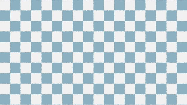 Animated Blue Checkerboard 4k Hand Drawn Video. Moving Blue Checkers Seamless Loop Background Animation. Motion Graphics Asset for Video Channel, Streaming.
