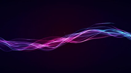 Beautiful abstract wavy lines technology backdrop magenta pink blue light wave digital effect particles. Corporate concept used for visuals, vj, presentations as motion background Seamless Loop 4k - Powered by Adobe