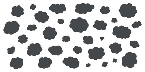 Hand draw clouds set. Vector stock doodle illustration isolated on white background. 