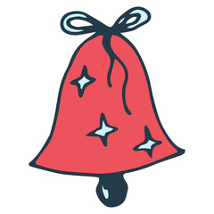Red bell, Christmas bell illustration