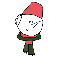 Snowman with a bucket on the head illustration