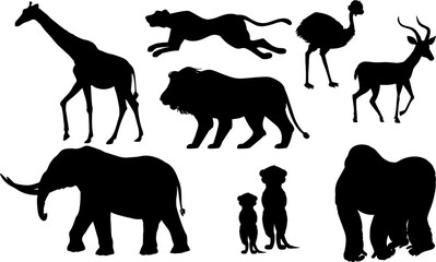 Safari Animals Silhouettes Safari Animals Bundle SVG EPS PNG