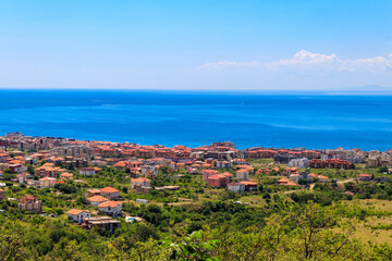 Obraz premium Aerial view of Sveti Vlas resort and the Black Sea in Bulgaria
