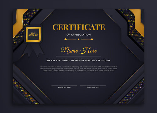 Luxury black and golden certificate of achievement design template