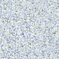 seamless floral pattern with blue flowers - 518925286