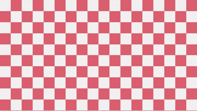 Red Checker Background Animation, Seamless Loop Video. Magenta Checkerboard Over White Color, Vertically Moving Animated Backdrop, Motion Graphics For Streaming, Video Edits, Channels And More.