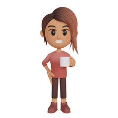 Woman Holding Coffee Cup 3d illustration
