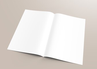Blank half-folded booklet, flyer or brochure mockup template.