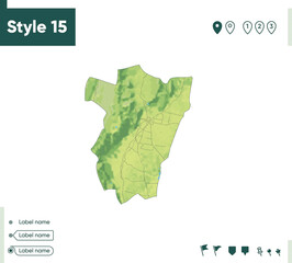 Tucuman, Argentina - map with shaded relief, land cover, rivers, lakes, mountains. Biome map.