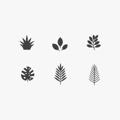 Obraz premium leaf line icon set vector
