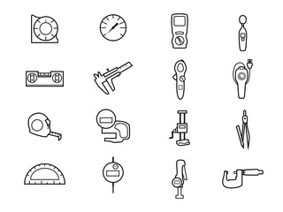 measuring instrument tools line art icon set 