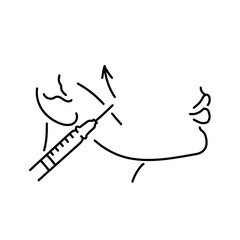 Fine cheekbone correction color line illustration. Hyaluronic injection.