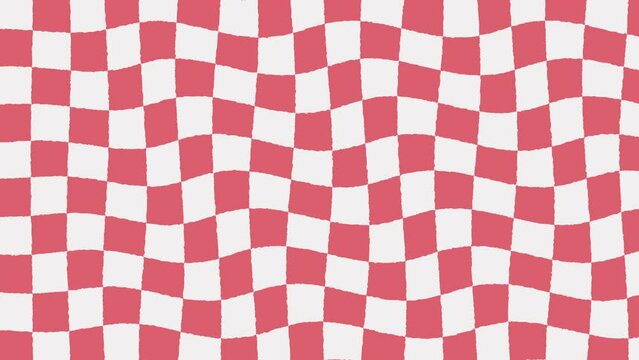 Waving Red Checker Flag, Animated Background Seamless Loop. Moving Magenta Checkers Pattern Animation, Racing and Motorsports Backdrop. Motion Graphics for Videos, Channels and Live Streams.