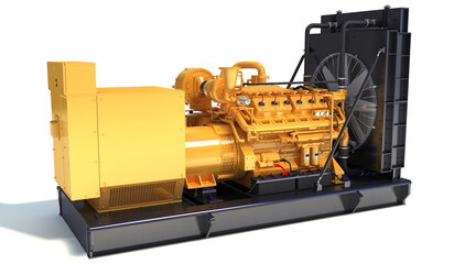 Industrial Generator Engine 3D rendering - obrazy, fototapety, plakaty
