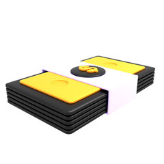 3d icon paper dollar money gold pack