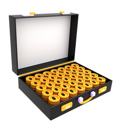 3d icon business, briefcase with money gold