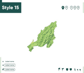 Nagaland, India - map with shaded relief, land cover, rivers, lakes, mountains. Biome map.