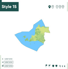 Banten, Indonesia - map with shaded relief, land cover, rivers, lakes, mountains. Biome map.
