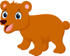 Obraz na płótnie Canvas Cute brown bear cartoon isolated on white background