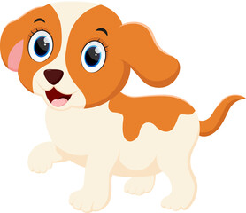 Fototapeta na wymiar Happy dog cartoon, isolated on white background