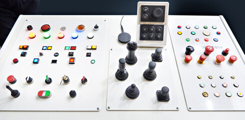 Buttons, control levers for industrial equipment