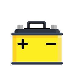 Car battery icon isolated on white background. Energy storage battery and electricity storage battery. Rechargeable battery auto parts power supply in flat style. jpeg image  illustration
