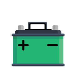Car battery icon isolated on white background. Energy storage battery and electricity storage battery. Rechargeable battery auto parts power supply in flat style. jpeg image  illustration
