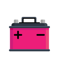 Car battery icon isolated on white background. Energy storage battery and electricity storage battery. Rechargeable battery auto parts power supply in flat style. jpeg image  illustration
