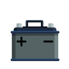 Car battery icon isolated on white background. Energy storage battery and electricity storage battery. Rechargeable battery auto parts power supply in flat style.Vector illustration
