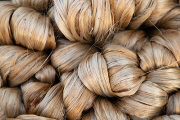 thick brown bundle of raw jute fiber Texture Background