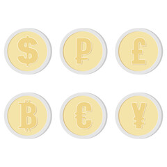 set of gold coins with dollar sign