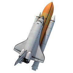 Naklejka premium Space Shuttle on white background, spaceship 3D rendering