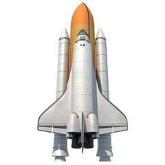 Space Shuttle on white background 3D rendering