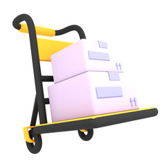 3d parcel box delivery with trolley shipping icon ecommerce illustration