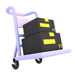 3d parcel box delivery with trolley shipping icon ecommerce illustration