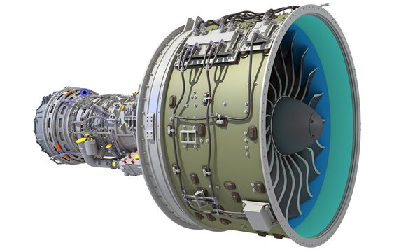 Turbofan Aircraft Engine 3D rendering