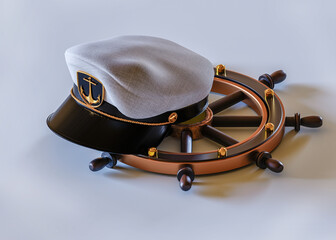 3d render illustration of captain cap nautical 