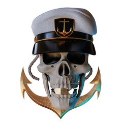 3d render illustration of captain cap nautical 