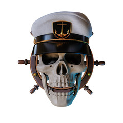 3d render illustration of captain cap nautical 