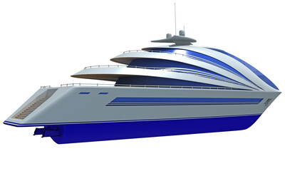 Yacht Concept 3D rendering on white background